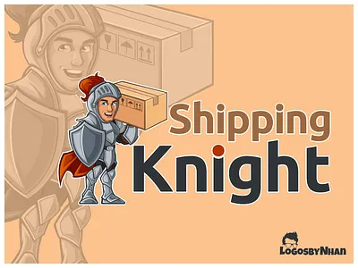 Shipping Knight box cartoon cartoon character cartoon logo cartoon mascot character design design illustration knight logo logo design mascot mascot design mascot logo ship shipping vector art vector logo