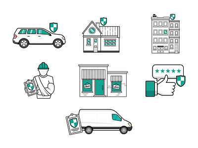 Branding and icons for insurance agency branding iconography illustration
