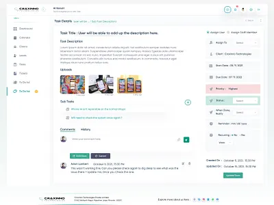 Task Details Page Design 3d animation branding craxinno craxinnotechnologies design figma design graphic design illustration information page logo motion graphics software development task details task details page design task page design technologies ui