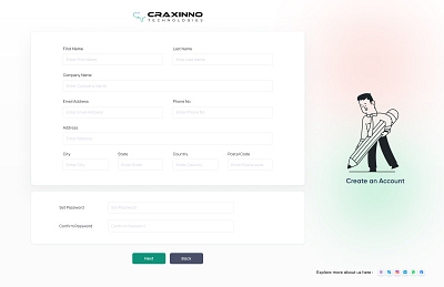 Sign up Page Design animation branding craxinno craxinnotechnologies create account page design figma design graphic design illustration logo motion graphics sign up form design sign up page software development technologies ui user interface ux