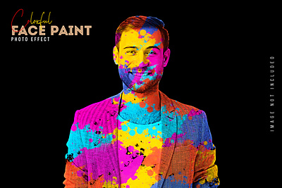 Colorful human face paint photo effect template branding collection cosmetics fishing graphic design photo effect social media kit