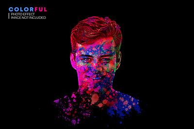 Colorful face photo paint effect PSD animation branding fishing graphic design motion graphics social media kit