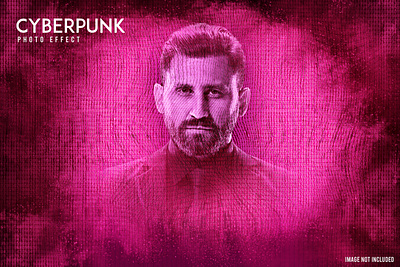 Cyberpunk hacker portrait photo effect branding collection fishing graphic design social media kit