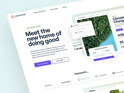 EarthFund - Decentralized Crowdfunding app blockchain branding clean creative crypto decentralized design illustration landing logo minimal minimalistic page platform typography ui ux web website