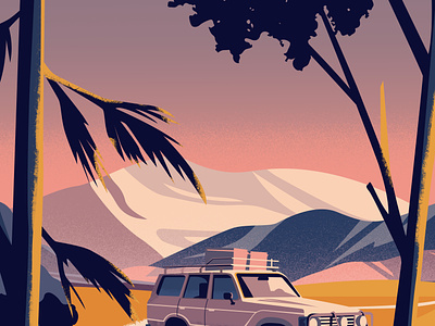 Summer Livin' adventure colorful design illustration landrover travel vector voyage