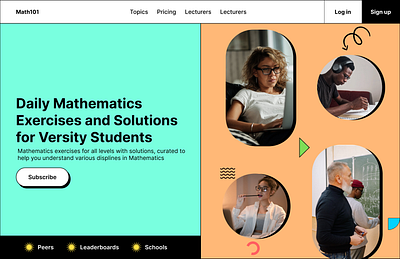 Daily Mathematics Exercises and Solutions Landing Page Design design maths ui web web design