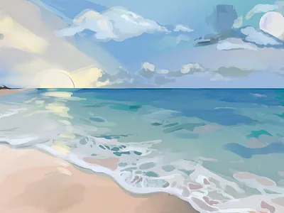 the beach beach digital painting illustration original art scenery