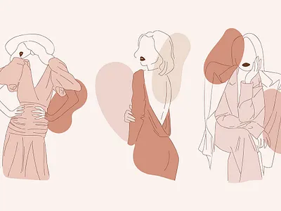Three Faceless Women with Abstract Shapes abstract adobe art artist digital art faceless illustration procreate shapes