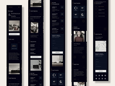 Responsive design of the main screen for architecture studio adaptive architecture branding design landing mainscreen mobile responsive design ui ux web