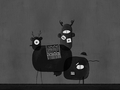 The Abandoned animals animation black and white character design dark illustration moving mutated rain