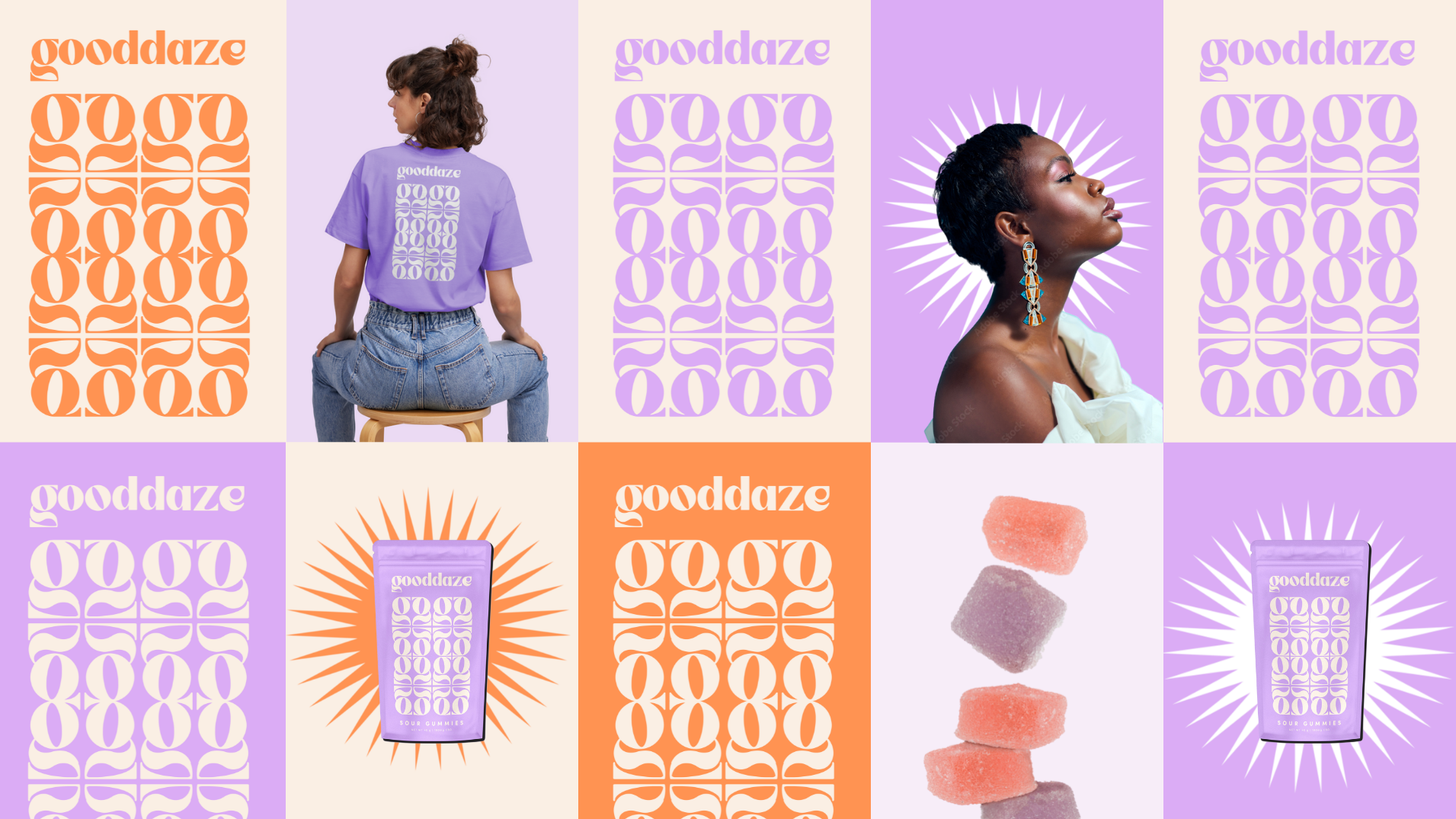 Gooddaze Billboard Branding Mockup art direction brand identity branding cannabis cbd design feminine graphic design gummies icon lavender logo mark purple series sun vector visual identity woman women