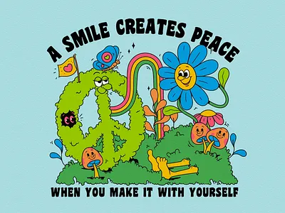 Smile for Peace art of the day artwork daily brand identity branding cartoon character design cute illustration freedom logo design motivational mushroom art peace art peace artwork retro character retro mascot smile for peace sunflower art trippy art vintage cartoon vintage mascot