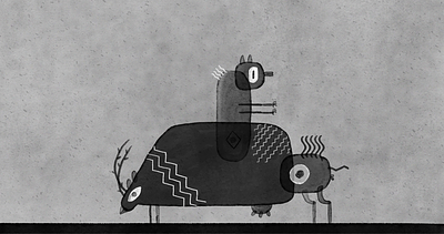 Digging For Nothing 2d animals animation black and white character design dark illustration monster winter