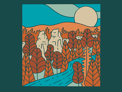 Fall Tree Scene adventure apparel apparel design design illustration mountains outdoor retro
