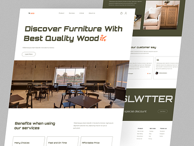 Furniture Landing Page e commerce ecommerce furniture furniture landing page furniture shop furniture website interior interior landing page interior website landing page minimal modern web web3 website website design wood