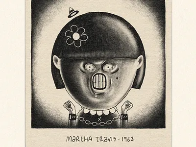 🔪Martha Travis🔪 2d black and white character design digital brush illustration killer