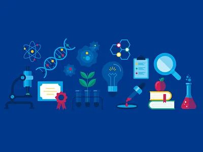 BioTech Illustrations biology biotech colorful graphic design icons illustration imagery science stem vector