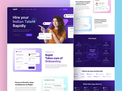 Rapid Hiring Platform | Website Design clean design hire indian talent hiring job minimal opportunity platform skill talent trending ui uiux upskilling ux webdesign website website design