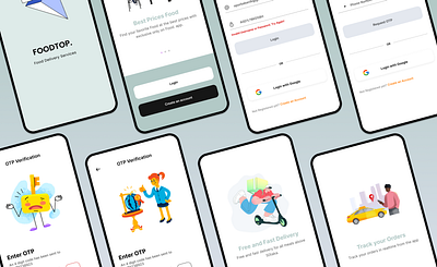 Sign Up Screens: Food Top - Mobile Food Delivery App app branding delivery design food mobile typography ui user interface ux