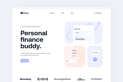 Finco Hero Section branding financeapp fintech herosection landingpage ui