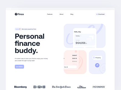 Finco Hero Section branding financeapp fintech herosection landingpage ui