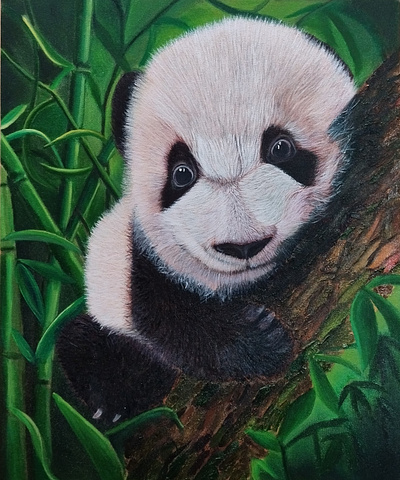 Cuddly Panda animalart art canvas fine art painting portrait