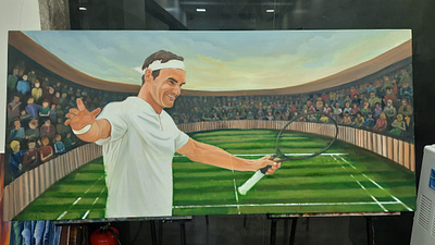 Roger Federer 3d art fine art oil on canvas painting portrait