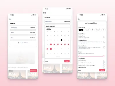 Villanesia App - Search, Select Date, and Advanced Filter app application booking booking app design design app graphic design mobile app mobile apps mobile design travel travel app ui ui design ui mobile uiux uiux design ux ux design website