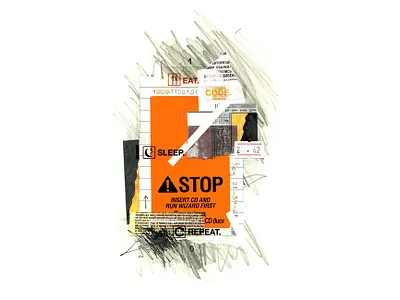 Orange Box abstract abstraction collage collages illustration martovsky orange paper pencil