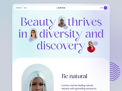 Skincare Landing Page | HealthTech beauty product landing page clean colors elegant gradients header hero home page landing page luxury minimal products sans serif typography ui user experience user interface ux web design website