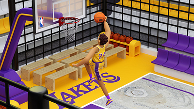 Lakers Basketball NBA 3d 3d icon 3d illustration blender design graphic design illustration lakers motion graphics nba