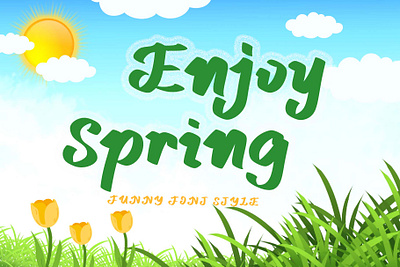 Enjoy Spring branding bunny easter font font design funny graphic design handwritten holiday illustration logo spring summer