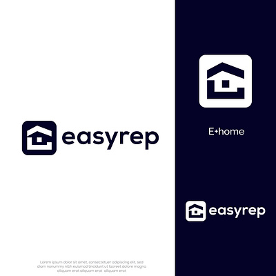 Easyrep logo design abstatct logo decor design dev e flatlogo home house logo illustration letter logo logo logo design minimal minimalist logo realestate ui
