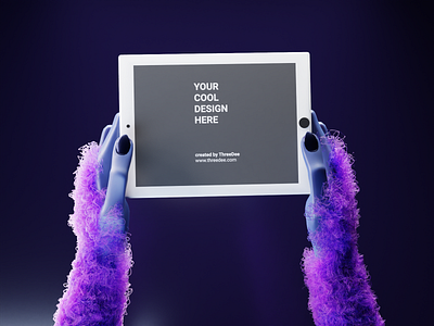 Monster with iPad 3d 3d hands 3d mockup apple blender branding c4d design graphic design hands illustration illustrations ipad kawaii library mockup render resources