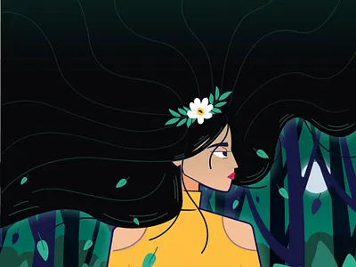 girl at forest design 3d animation branding character design graphic design illustration logo mobile motion graphics ui ux vector