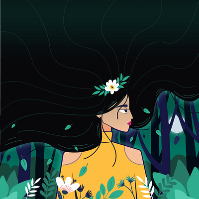girl at forest design 3d animation branding character design graphic design illustration logo mobile motion graphics ui ux vector