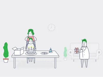 birthday party with family 3d animation birthday branding character design family graphic design illustration logo mobile motion graphics ui ux vector