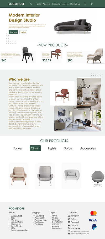 Furniture web site ROOMSTORE shop example web design design landingpage web website