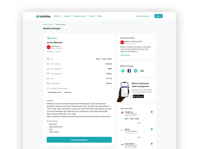 Lumina App - Job Board Description apply design figma indonesia job landing page ui ux website worker
