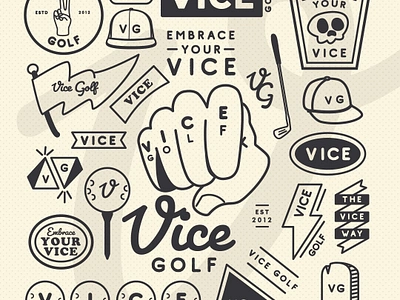 Vice Golf Logo Illustrations. branding design graphic design illustration logo logo sheet mascot type typography vector vintage