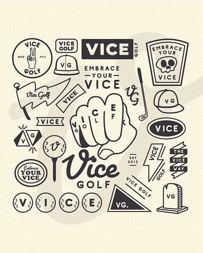 Vice Golf Logo Illustrations. branding design graphic design illustration logo logo sheet mascot type typography vector vintage