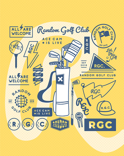 Random Golf Club Logo Sheets branding design graphic design illustration logo logo sheet mascot type typography vector vintage