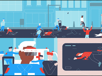 Civil Unrest - Inova animation character civil civil unrest doctor hololens illustration medical motion graphics paramedic vector videocall