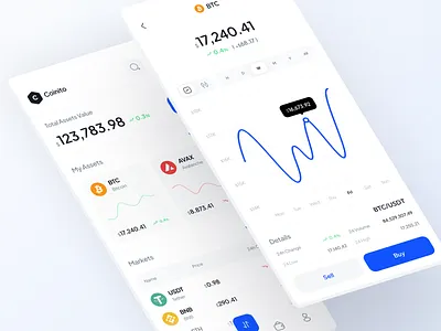 Crypto Wallet App app bitcoin blockchain chart clean coin crypto cryptocurrency design ethereum exchange finance financial fintech minimal mobile ui ux wallet wallet app