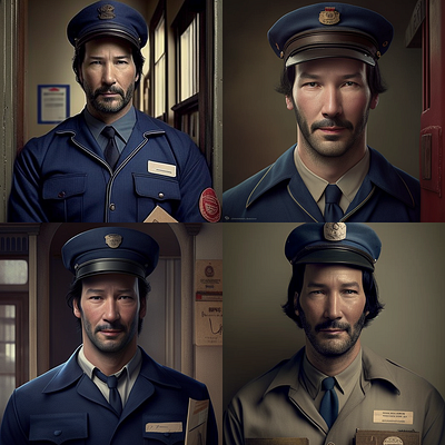 Actor Keanu Reeves As A Mailman app branding design graphic design illustration logo