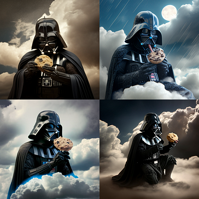 Darth Vader Eating Cereal On A Cloud app branding design graphic design illustration logo