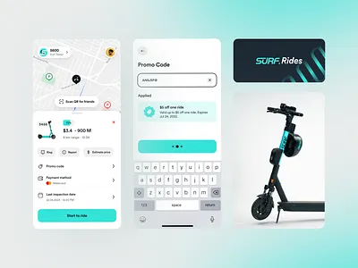 Surf.Rides Mobile App app app design branding design illustration ios design landing light mode map minimal mobile app mobile application product design scooter taxi uber ui ui design uidesign web