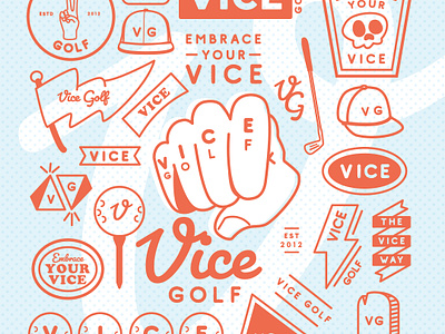 Vice Golf Logo Sheet branding design fun logos graphic design illustration logo logo sheet mascot type typography vector vintage logos