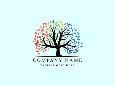 Colorful Tree Logo Design background forest illustration leaf logo nature oak tree trunk