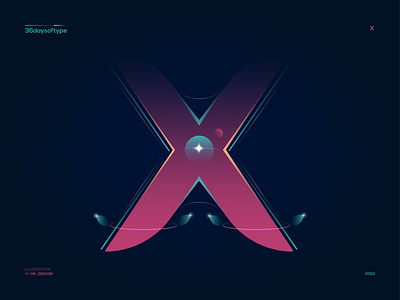 X - 36daysoftype 36daysoftype creative illustration illustrations leaves minimal orbits planets symmetrical type design typography visual design x